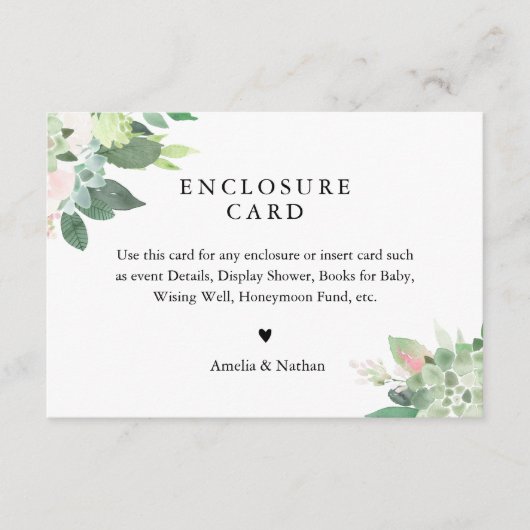 Carte à Enveloppe Florale DEVON Succulente Blush (Devant)