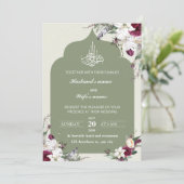 Carte à faire-part de mariage islamique fleurie ve (Debout devant)