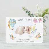 carte à faire-part de naissance à montgolfière à f (Debout devant)