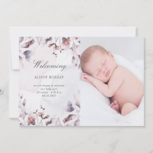 carte à faire-part de naissance florale à chute bl