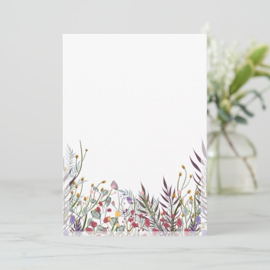 Carte à Faire-part plat - Design des fleurs inféri (Debout devant)