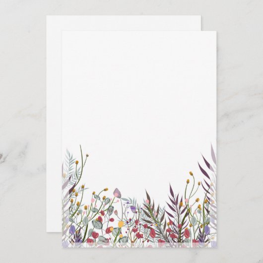 Carte à Faire-part plat - Design des fleurs inféri (Devant / Derrière)