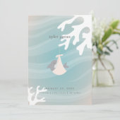 Carte à Faire-part plat pour bébé requin doux (Debout devant)