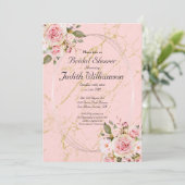 Carte à Faire-part plat rose Fête des mariées (Debout devant)