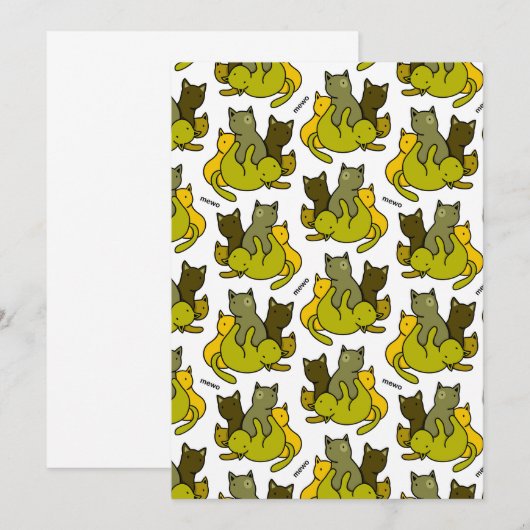 Carte à Faire-part platChatonsOlive (Devant / Derrière)