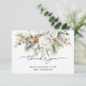 Carte À feuillage persistant Élégant Merci de Fête des m (Debout devant)