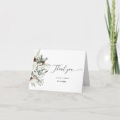 Carte À feuillage persistant hiver élégant mariage merci (Devant)