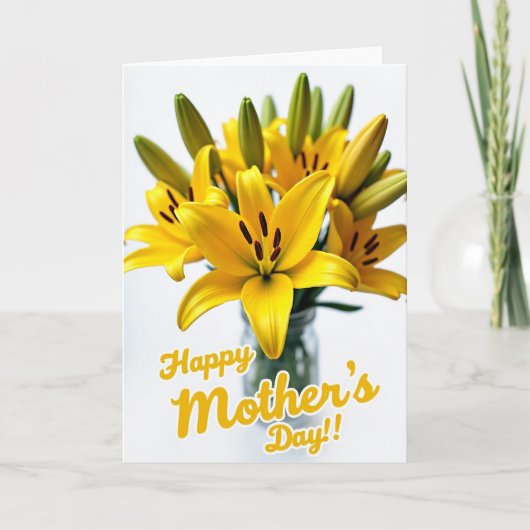 Carte à Fleur Jaune Rayée (Devant)