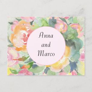 Carte à fleurs d'aquarelle mariage