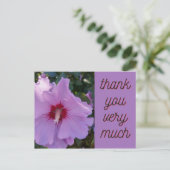 Carte à fleurs Hibiscus rose Merci (Debout devant)