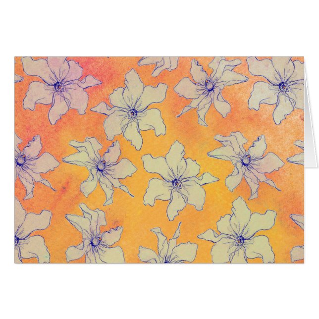 Carte à fleurs orange (Devant Horizontal)