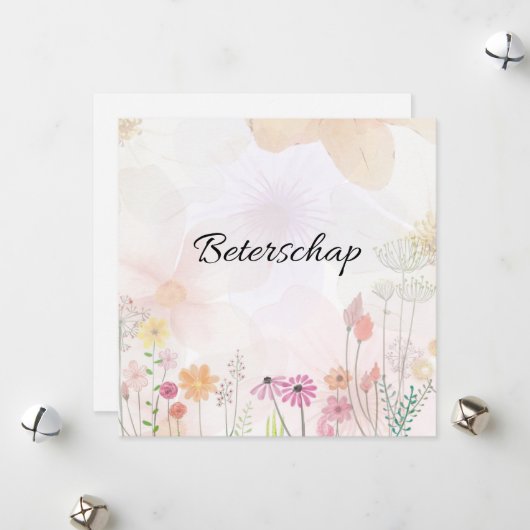 Carte à fleurs pour peindre (carré) (Devant/Arrière en situation)