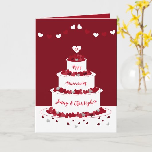 Carte à gâteau du 40e anniversaire du Mariage Ruby (Fleur jaune)