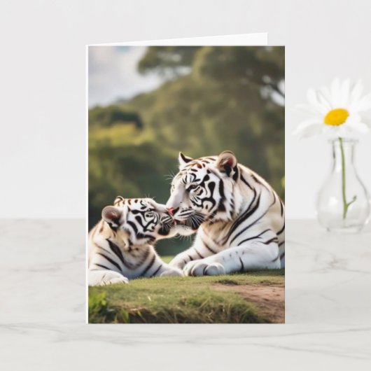 Carte A Gentle Bond – White Tigers Greeting Card (Petite plante)
