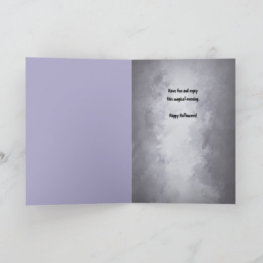 Carte À Grande Petite-Fille Halloween Chat Noir Sorcière (Intérieur)