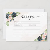 Carte à grande recette marine et rose pâle (Devant)