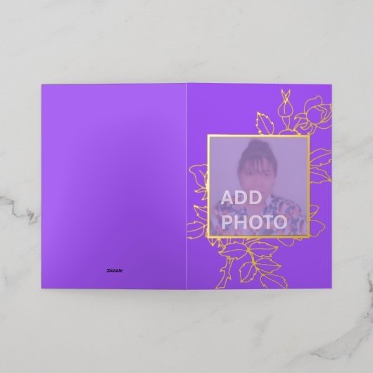 Carte à huile d'or de conception florale violet (Mise à l'extérieur)