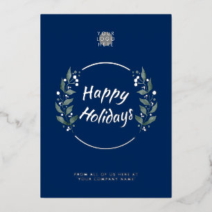 Carte à huile en argent Wreath Navy Blue Business