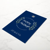 Carte à huile en argent Wreath Navy Blue Business  (Rotation)