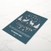 Carte à huile Joyeux Noël Argent Reindeer moderne (Rotation)