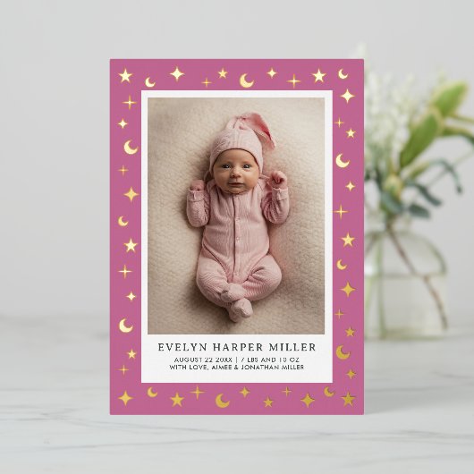 Carte à huile Lilac faire-part de naissance Moon & (Debout devant)