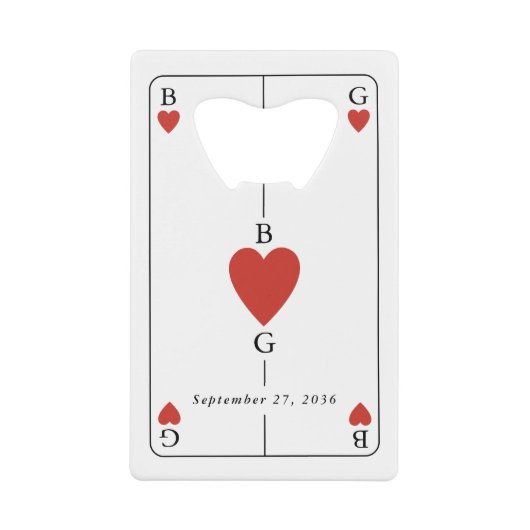 Carte à jouer coeurs monogramme Mariage Bar Fleur (Devant)