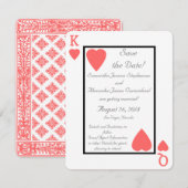 Carte à jouer corail Roi/Reine Épargnez la date (Devant / Derrière)