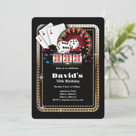 Carte à jouer de poker, invitation à une soirée de (Debout devant)