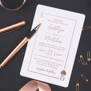 Carte à jouer Monogram Mariage Véritable Rose Or F
