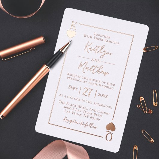 Carte à jouer Monogram Mariage Véritable Rose Or F