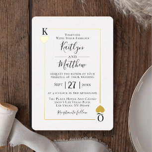 Carte à jouer Monogramme Mariage Feuille d'Or Réel