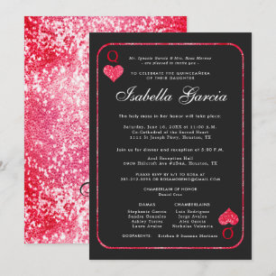 Carte à jouer pailletée rouge Quinceañera Las Ve
