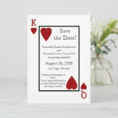 Carte à jouer rouge pour annoncer la date (Debout devant)