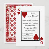 Carte à jouer rouge pour annoncer la date (Devant / Derrière)