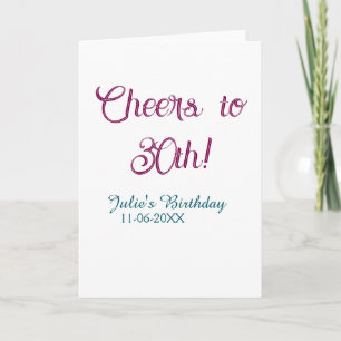 Carte À la 30e anniversaire nom date mauve bleu élégant