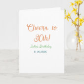 Carte À la 30e anniversaire nom date orange vert bleu (Fleur jaune)