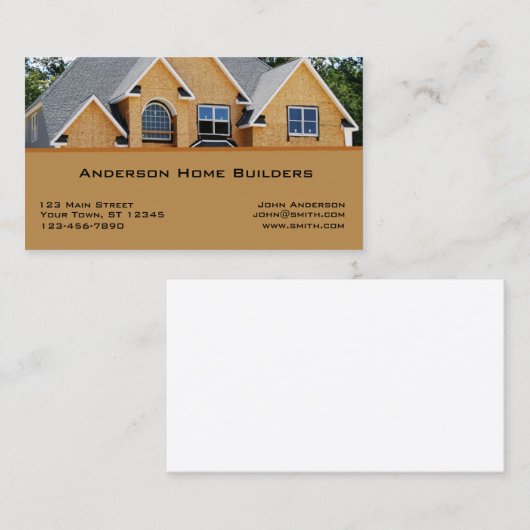Carte à la maison d'entreprise de construction (Devant / Derrière)