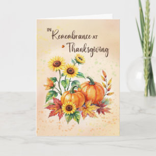 Carte À la mémoire de Thanksgiving Tournesols Citrouille