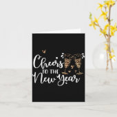 Carte À la nouvelle année 2026 Léopard Champagne Happ (Fleur jaune)