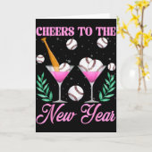 Carte À la nouvelle année Champagne Gl & Baseball (Fleur jaune)