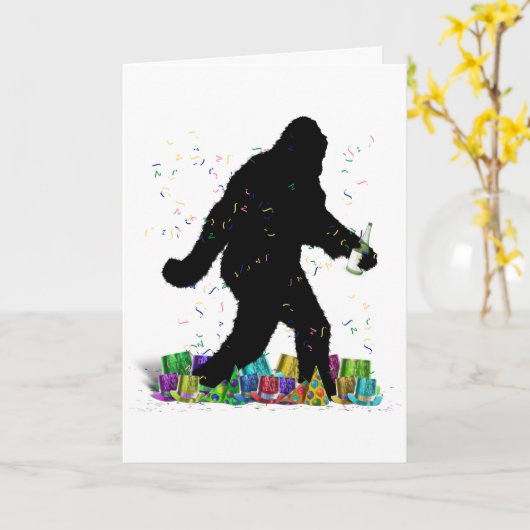 Carte À la recherche de Squatch pour le Nouvel An (Fleur jaune)