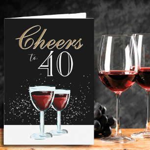 Carte À la santé de 40 vin rouge élégant 40e anniversair