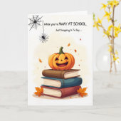 Carte À l'école Funny Halloween mignon araignée Droppin (Fleur jaune)