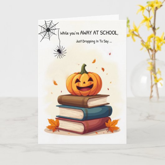 Carte À l'école Funny Halloween mignon araignée Droppin (Fleur jaune)