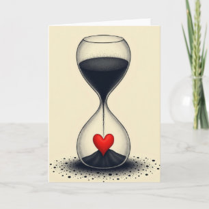 Carte à l'heure de verre à cœur simple