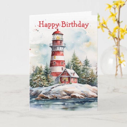Carte A Lighthouse in Winter (Fleur jaune)