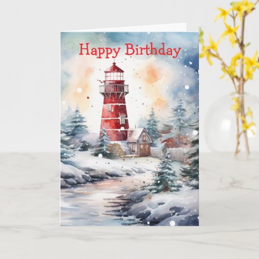 Carte A Lighthouse in Winter (Fleur jaune)