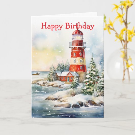 Carte A Lighthouse in Winter (Fleur jaune)