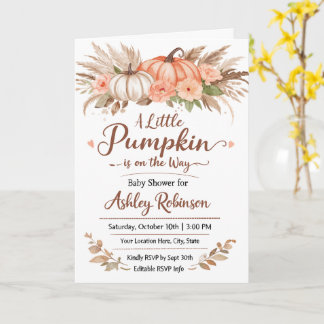 Carte A Little Pumpkin Is on the Way Baby Shower Card 