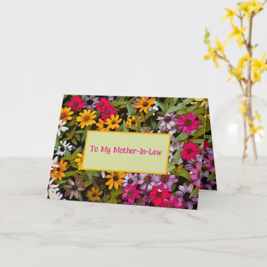 Carte À ma belle-mère / floral / Chanceux moi (Fleur jaune)